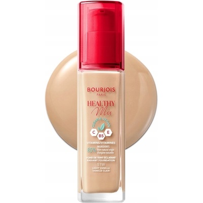Bourjois Paris Healthy Mix Clean & Vegan Radiant Foundation hydratační a rozjasňující make-up 51W Light Vanilla 30 ml