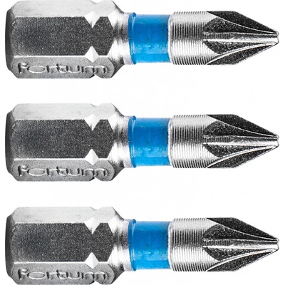 FORTUM-KITO hrot krížový Pozidriv, sada 3ks, PZ 2 x 25mm, titán. úprava, S2 4741372