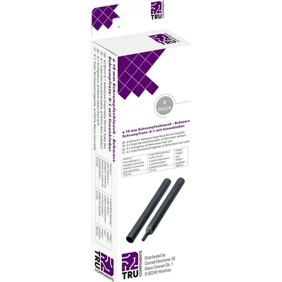 TRU COMPONENTS T1904CA047 zmršťovacia bužírka s lepidlom čierna 19 mm 3.10 mm Pomer zmrštenia:6:1 2 ks
