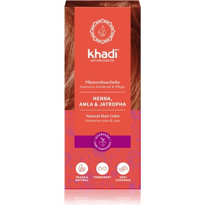 Khadi rostlinná barva na vlasy Henna jantarově červená 100 g