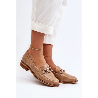 Laura Messi Kožené dámské lakované mokasíny 2760 hnědé