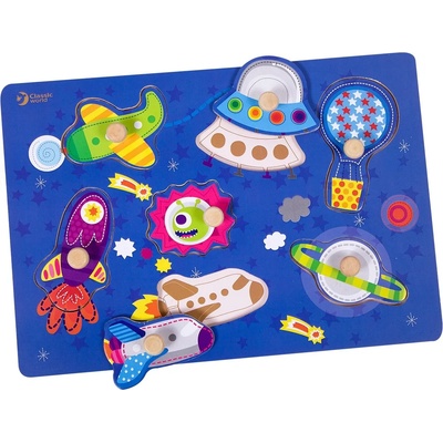 Classic World Дървен пъзел с дръжки Classic World - Космос (3616)