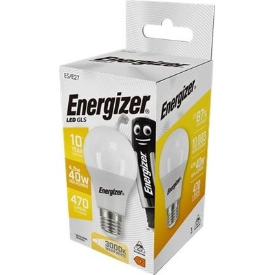 Energizer LED žiarovka, E27, klasická guľa, 4,9W 40W, 470lm, 3000K