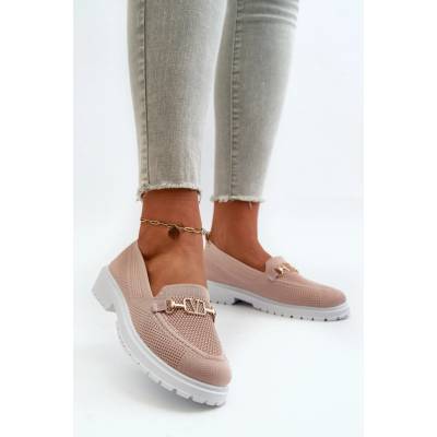 Dámské Mokasíny Na Ploché Podrážce S Zlatým Detailom Růžové Limentia