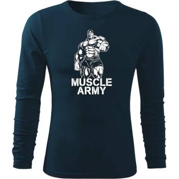 DRAGOWA FIT-T Тениска с дълъг ръкав Muscle Army Man, тъмносиня, 160 г/м2 (5619)