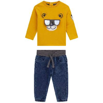 Комплект от 2 части Guess - Блуза с 3D мотив и дънки, жълт, 12 м (20254-I5BG06-I3Z14-G287-12M)