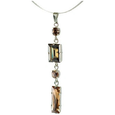 Klimm Swarovski na trojlanku s podélnými kameny hnědý 1626