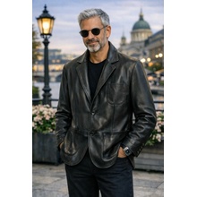 Max Original Leather Pánske kožené sako MASSIMO black
