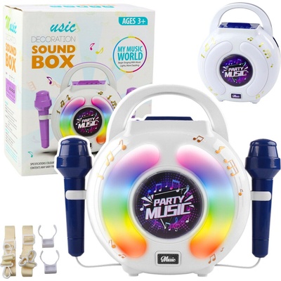LEAN Toys Karaoke set s dvěma mikrofony Bluetooth reproduktorem a LED světly pro děti