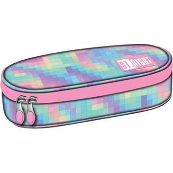 ST.RIGHT Овален ученически несесер St. Right Pastel - Pixels, с 1 цип (PC01)