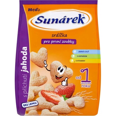 SUNÁREK Srdíčka s jahodovou příchutí pro první zoubky 50 g