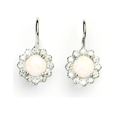 Čištín zlaté bílé i žluté zlato čiré zirkony a bílý synt. opál NK 1495