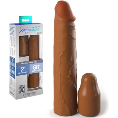 Реалистичен пенис удължител, силиконов, 20, 3см. - X-tensions Elite Brown (D-233118)