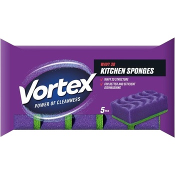 Vortex гъба за съдове, 5 броя, Лилава, Пореста