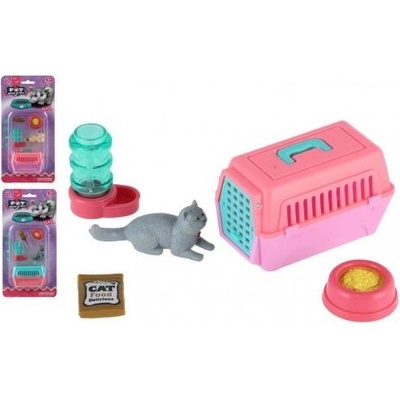 Teddies Kočka s přenosným boxem s doplňky 4 druhy 4 cm