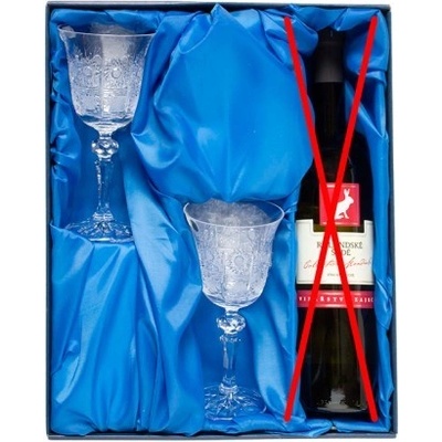Bohemia Crystal Víno set lahev vína a 2 ks broušených skleniček 170 ml