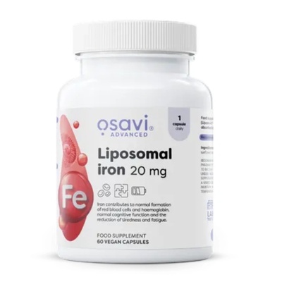 Osavi Liposomal iron, липозомно желязо, 20 mg, 60 растителни капсули