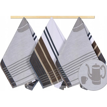 Bellatex Kuchynská utierka kanvička sivá 50 x 70 cm sada 3 ks