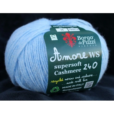Borgo de Pazzi Amore WS Super soft Cashmere 240 Světle modrá 36