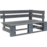 vidaXL Градинска ъглова пейка от палети, дърво, сива (44698)