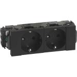 Legrand Контакт шуко ДВОЕН 16A 4 мод. цвят черен Mosaic - 077232L (077232L)