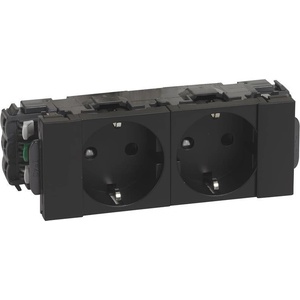 Legrand Контакт шуко ДВОЕН 16A 4 мод. цвят черен Mosaic - 077232L (077232L)