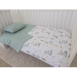 Babyhome Бебешки спален комплект от 3 части 60/120 см. Цвят ЗЕЛЕНИ РАЧЕТА (yuar102)