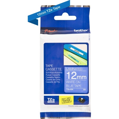 BROTHER TZE-535 biela na modrej 12 mm