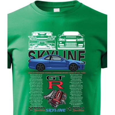 Dětské tričko Nissan Skyline GTR Zelená Velikost Canvas Bezvatriko.cz 2322
