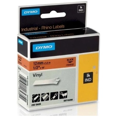 páska DYMO 18435 PROFI D1 RHINO Black On Orange Vinyl Tape (12mm) (S0718490)