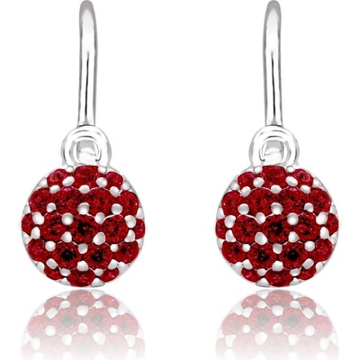 Duppi detské náušnice okrúhle DU 70414 z bieleho zlata s kamienkami rubínovo červenými zapínanie brizúra