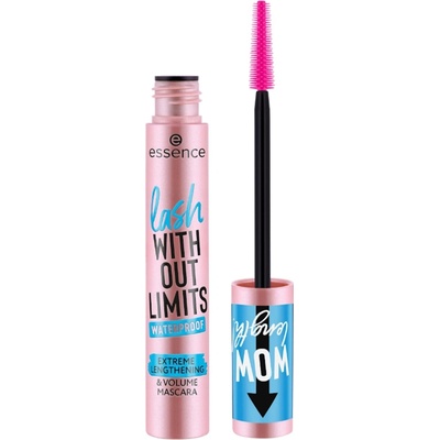 essence lash WITHOUT LIMITS WATERPROOF objemová a prodlužující řasenka voděodolná 03 Black Waterproof 13 ml