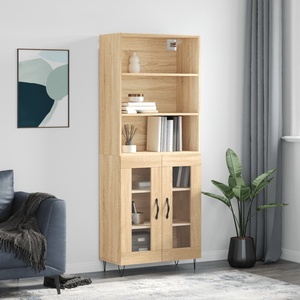 vidaXL Висок шкаф, дъб сонома, 69, 5x34x180 см, инженерно дърво (3189312)