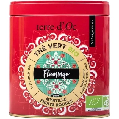 Terre d'Oc Flamingo Myrtille & Fruits Rouges BIO zelený čaj 80 g