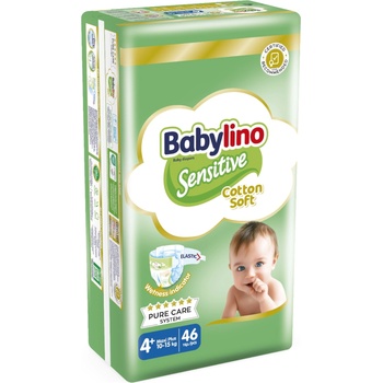 Babylino Бебешки пелени Babylino - Sensitive, Cotton Soft, VP, размер 4+, 10-15 kg, 46 броя (825901)