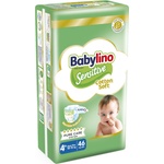 Babylino Бебешки пелени Babylino - Sensitive, Cotton Soft, VP, размер 4+, 10-15 kg, 46 броя (825901) - baby