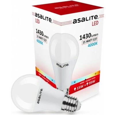 Asalite ASAL0053 LED žiarovka E27 15 W klasická banka mliečna K 4000