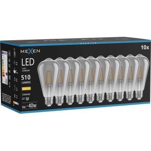 Mexen Vintis 10x крушка с нажежаема жичка LED E27, ST64, 6W, Топла - 2700K, 510 lm, опушена (L152-E27-0627-70x10)