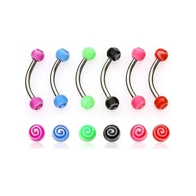 Šperky eshop piercing do obočí barevné tornádo W39.12 červená