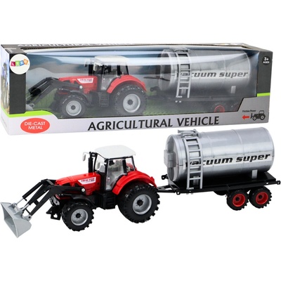 mamido Poľnohospodársky traktor s bagrom a cisternou červený s pohonom