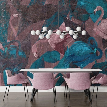 Art Gift Decor Фототапет Розово и синьо фламинго