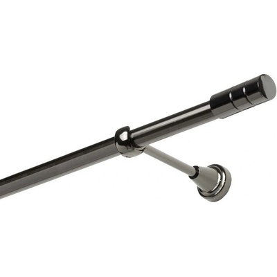 OK-GarnýžeCZ - Garnýž kovová jednořadá 19mm Cylinder onyx 300 cm do stěny / na tunýlek - bez kroužků