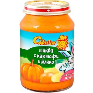 Слънчо Зеленчуково пюре Слънчо - Тиква с картофи и мляко, 190 g (2507) - baby
