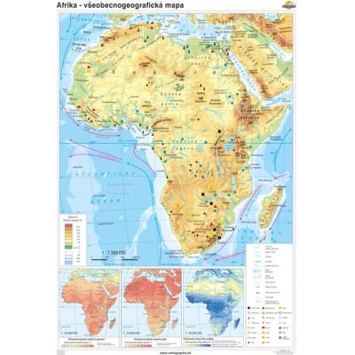 Cartographia Afrika - všeobecnogeografická mapa (120x160 cm – 1:7300000), nástenná, fóliovaná, lištovaná