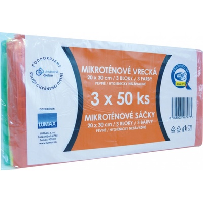 Lumax mikroténové vrecká farebné 20 x 30cm 3x50 ks