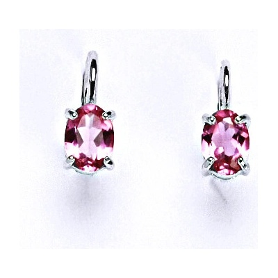 Čištín Stříbrné náušnice růžový zirkon 7x5 mm - NK 1246