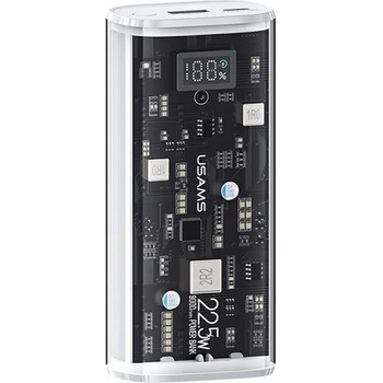 USAMS Преносима външна батерия с USB-C порт и USB-A изход - Usams Dual Port Digital Display PowerBank PD 9000 mAh 20W (бял) (US-CD189)