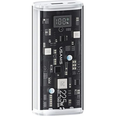 USAMS Преносима външна батерия с USB-C порт и USB-A изход - Usams Dual Port Digital Display PowerBank PD 9000 mAh 20W (бял) (US-CD189)