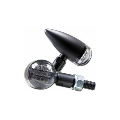 LED blinkry MINI BULLET, kouřové sklo, hliníkové, černé matné (pár-2ks)