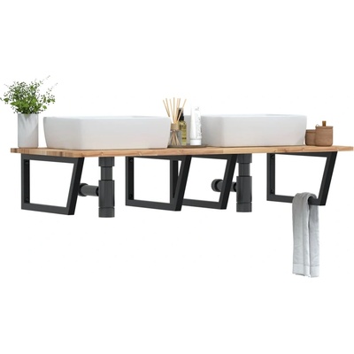 vidaXL Стенен рафт за мивка, стомана и масивно дърво акация (3302903)